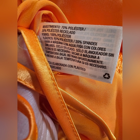 Wild Fable Women's Orange Satin Side Ruched Smocked Bodycon Mini Dress NWT Small - Picture 6 of 7